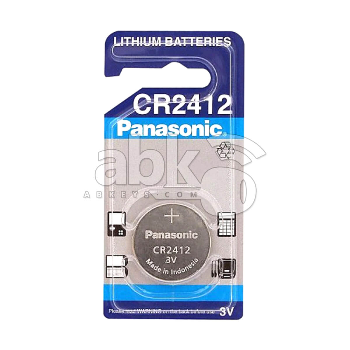 Panasonic Remote Battery CR2412 For Remotes & Smart Keys |ABKEYS